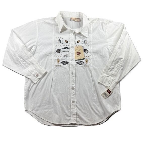 Woolrich NWT Women Vintage Embroidered Button Up Shirt Outdoor Large F116 - Picture 1 of 8